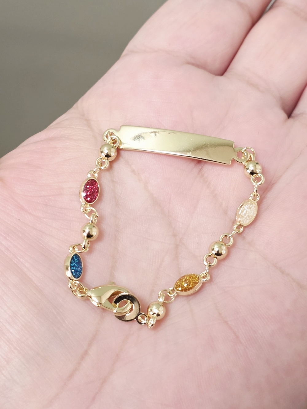 14k Gold Plated Multi-Color ID Bracelet for Baby
